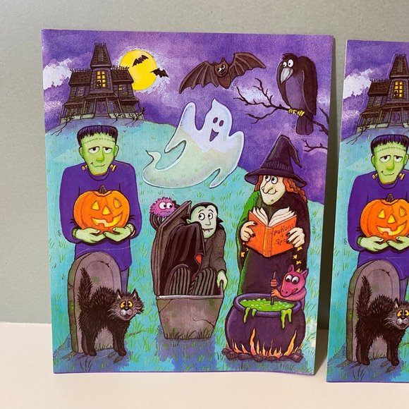 Vintage Gibson Halloween Stickers Witch Ghost Monsters - Picture 2 of 6